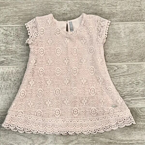 Mimo & Co Baby Girl Lace Dress Size 24 Months Blush Pale Pink